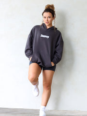Oversized Shawty Puff Hoodie#colour_charcoal-off-white-puff